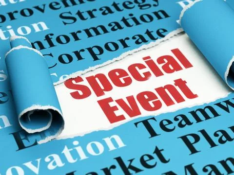 Finance concept: red text Special Event under the piece of  torn paper Ilustración de archivo