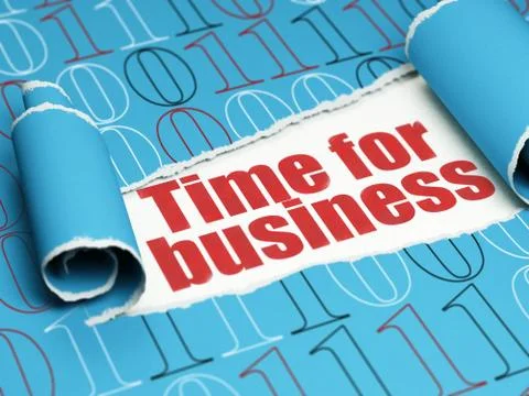 Finance concept: red text Time for Business under the piece of  torn paper 스톡 일러스트