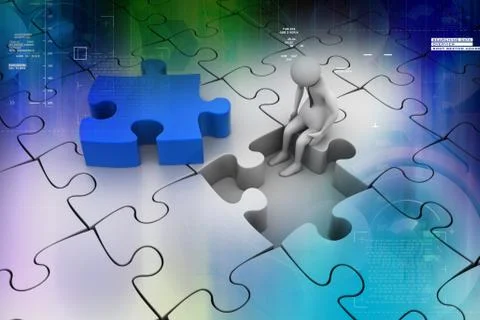 Finance concept: risk on red puzzle piece Stock Illustration