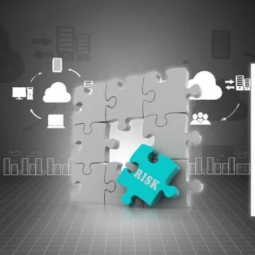 Finance concept: Risk on red puzzle piece 스톡 일러스트