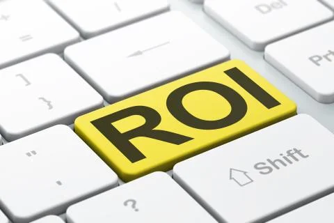 Finance concept: ROI on computer keyboard background Stock Illustration