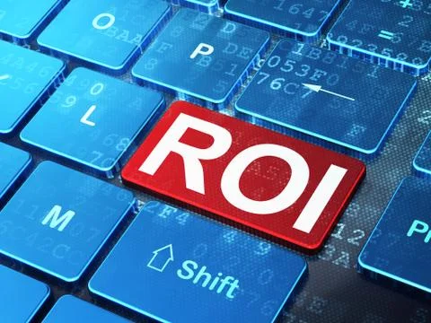 Finance concept: ROI on computer keyboard background Stock Illustration