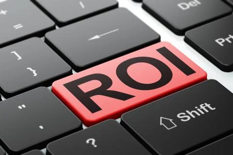 Finance concept: ROI on computer keyboard background Stock Illustration