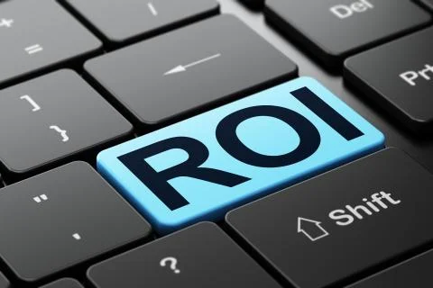 Finance concept: ROI on computer keyboard background Stock Illustration