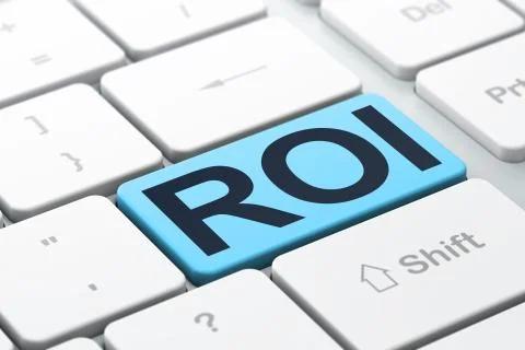 Finance concept: ROI on computer keyboard background Stock Illustration