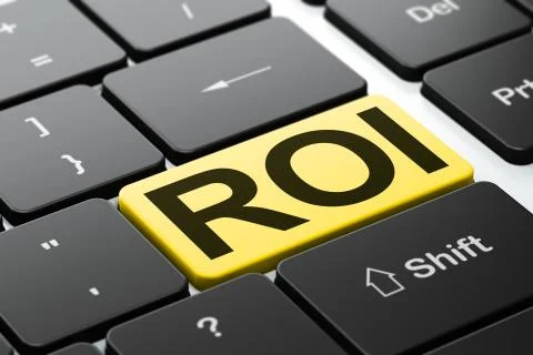 Finance concept: ROI on computer keyboard background Stock Illustration