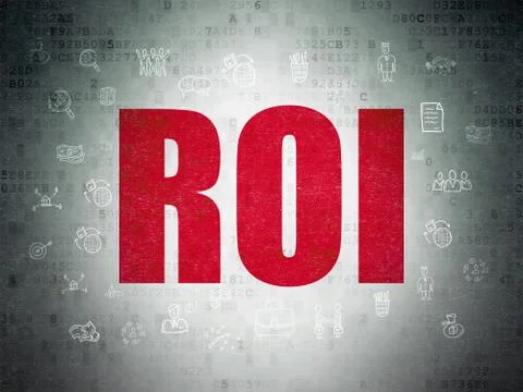 Finance concept: ROI on Digital Data Paper background Stock Illustration