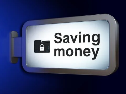 Finance concept: Saving Money and Folder With Lock on billboard background Stock Illustration