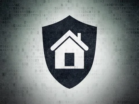 Finance concept: Shield on Digital Data Paper background 库存插图