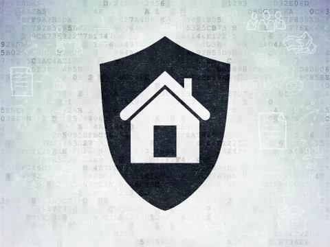 Finance concept: Shield on Digital Data Paper background Stock Illustration