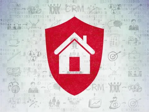 Finance concept: Shield on Digital Paper background Illustrazione stock