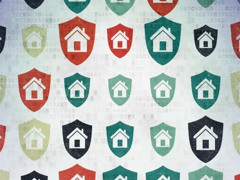 Finance concept: Shield icons on Digital Paper background Illustrazione stock