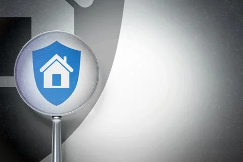 Finance concept:  Shield with optical glass on digital backgroun イラスト素材