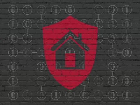 Finance concept: Shield on wall background Stock Illustration