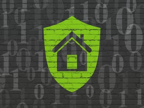 Finance concept: Shield on wall background Stock Illustration