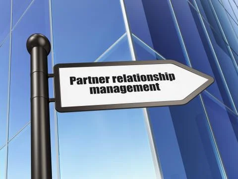 Finance concept: sign Partner Relationship Management on Building background Ilustración de archivo