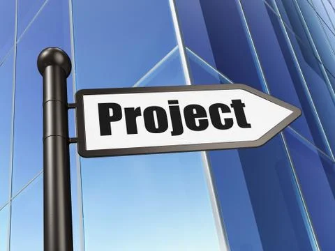 Finance concept: sign Project on Building background Ilustración de archivo