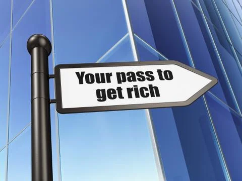 Finance concept: sign Your Pass to Get Rich on Building background Ilustración de archivo