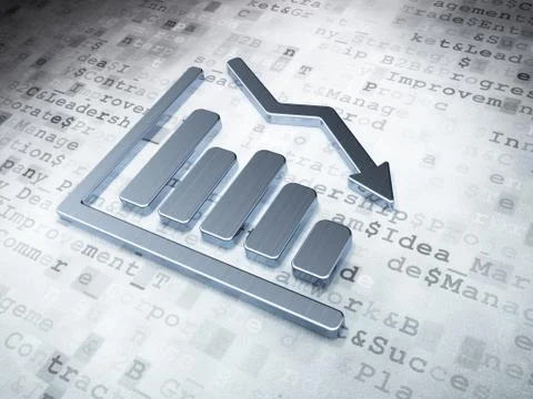 Finance concept: Silver Decline Graph on digital background Stock Illustration
