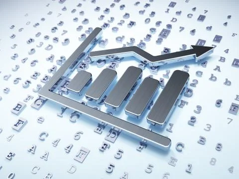 Finance concept: Silver Growth Graph on digital background Stock Illustration
