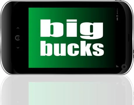 Finance concept. smartphone with text Big Bucks on display. Mobile phone Stock Illustration