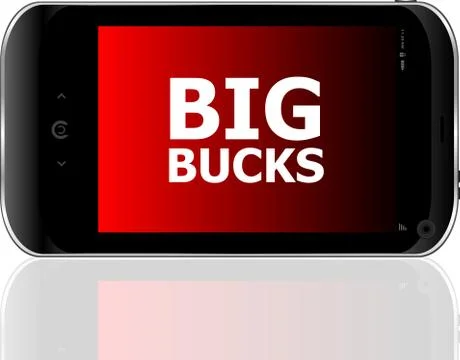 Finance concept. smartphone with text Big Bucks on display. Mobile phone Stock Illustration
