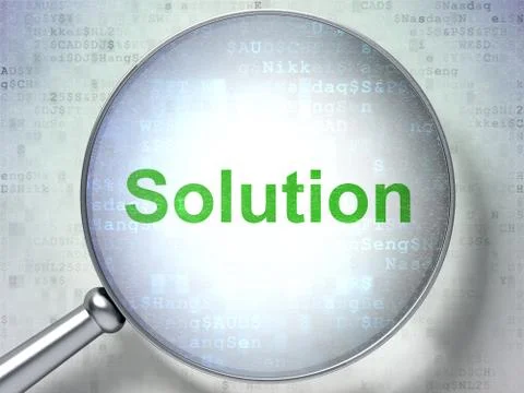 Finance concept: Solution with optical glass Stock Illustration
