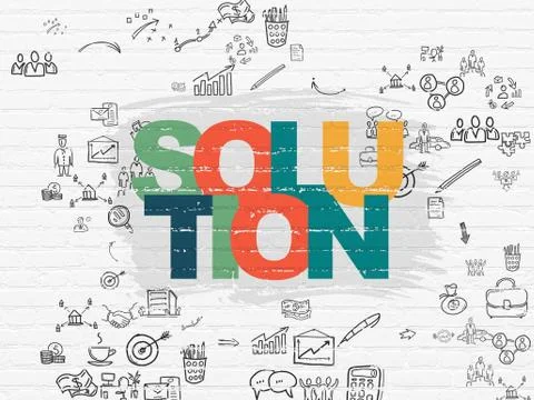 Finance concept: Solution on wall background Stock Illustration