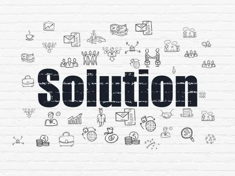 Finance concept: Solution on wall background Illustrazione stock