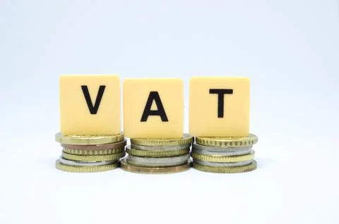 Finance Concept with Stack of Coins - VAT (Value Added Tax ) written on. 스톡 사진