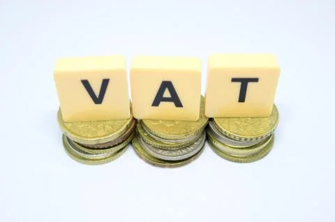 Finance Concept with Stack of Coins - VAT (Value Added Tax ) written on. 스톡 사진