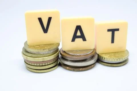Finance Concept with Stack of Coins - VAT (Value Added Tax ) written on. 스톡 사진