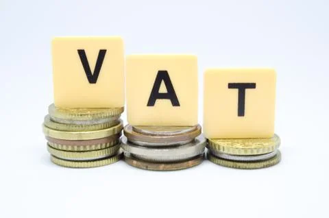Finance Concept with Stack of Coins - VAT (Value Added Tax ) written on. 스톡 사진