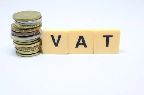 Finance Concept with Stack of Coins - VAT (Value Added Tax ) written on. 스톡 사진