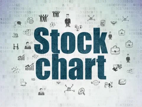 Finance concept: Stock Chart on Digital Data Paper background Stock Illustration