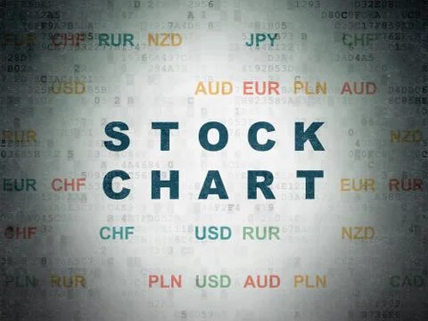Finance concept: Stock Chart on Digital Data Paper background Stock Illustration