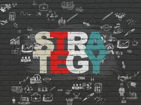Finance concept: Strategy on wall background Illustrazione stock