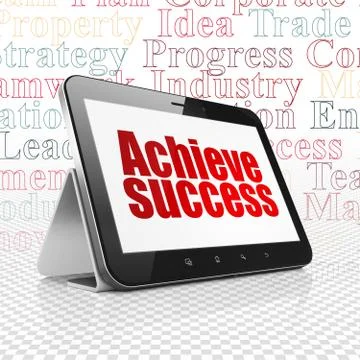 Finance concept: Tablet Computer with Achieve Success on display Illustrazione stock