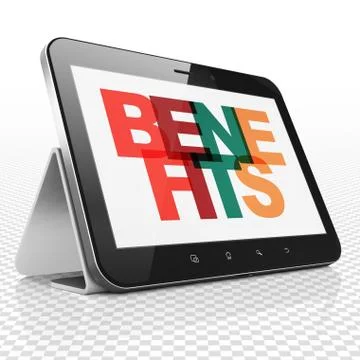 Finance concept: Tablet Computer with Benefits on  display Stock Illustration