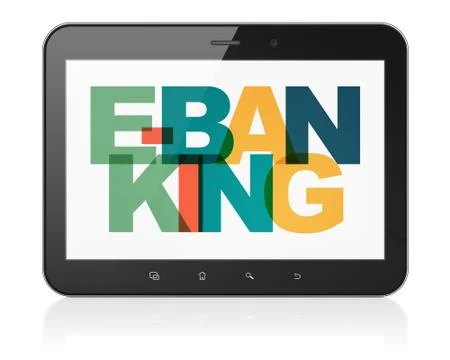 Finance concept: Tablet Computer with E-Banking on  display Ilustração Stock