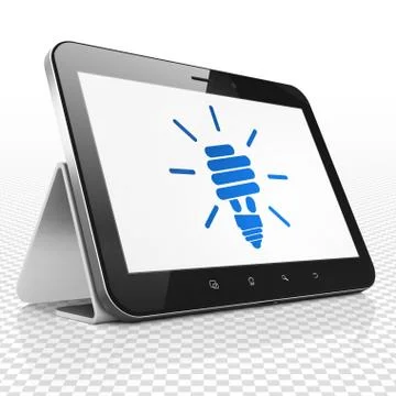 Finance concept: Tablet Computer with Energy Saving Lamp on display Stock Illustration