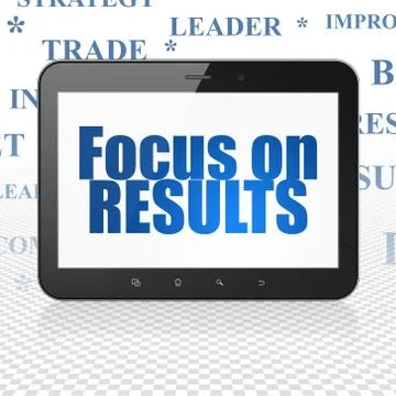 Finance concept: Tablet Computer with Focus on RESULTS on display Illustrazione stock
