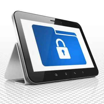 Finance concept: Tablet Computer with Folder With Lock on display Stock Illustration