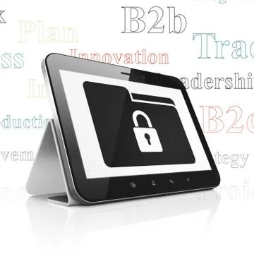 Finance concept: Tablet Computer with Folder With Lock on display Stock Illustration