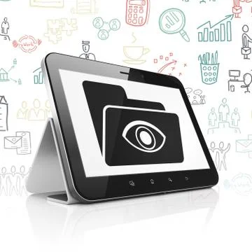 Finance concept: Tablet Computer with Folder With Eye on display Stock Illustration