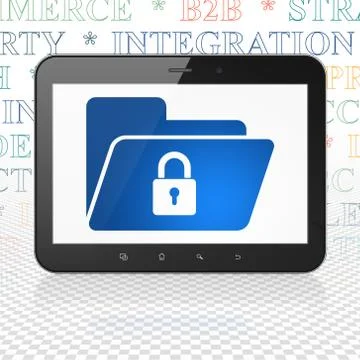 Finance concept: Tablet Computer with Folder With Lock on display Stock Illustration