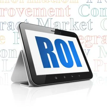 Finance concept: Tablet Computer with ROI on display Stock Illustration