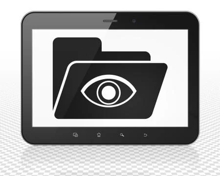 Finance concept: Tablet Pc Computer with Folder With Eye on display Stock Illustration