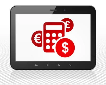 Finance concept: Tablet Pc Computer with Calculator on display Stock Illustration