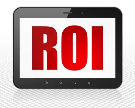 Finance concept: Tablet Pc Computer with ROI on display Stock Illustration